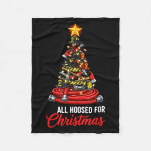 All Hoosed Christmas Firefighter Tree Shirt, Firem Fleece Blanket