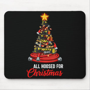 All Hoosed Christmas Firefighter Tree Shirt, Firem Mouse Pad