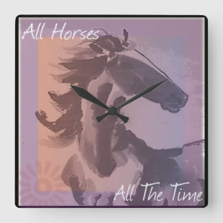"All Horses All the Time" Watercolor Wall Clock
