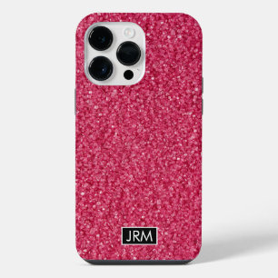 All Hot Pink Glitter Sugar Shiny Custom Monogram iPhone 14 Pro Max Case