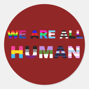 All Human Red Classic Round Sticker