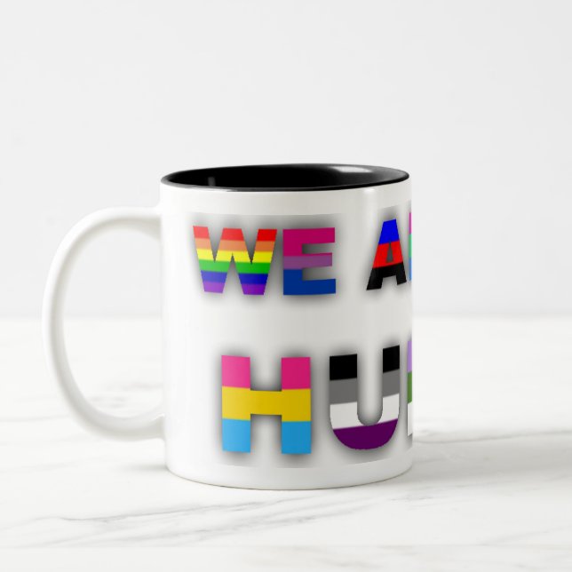 All Human White Two-Tone Coffee Mug (Left)