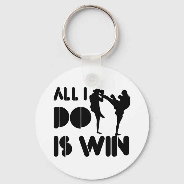 All I Do Is Win At Kickboxing Key Ring (Front)
