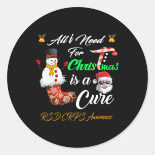 All I Need For Christmas Is A Cure Rsd Crps Awaren Classic Round Sticker
