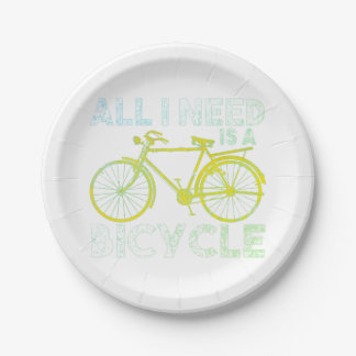 All I Need Is A Bicycle Distressed Cycling Biking Paper Plate