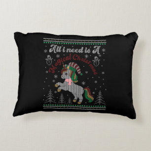 All I Need Is A Magical Christmas, Unicorn Christm Decorative Cushion