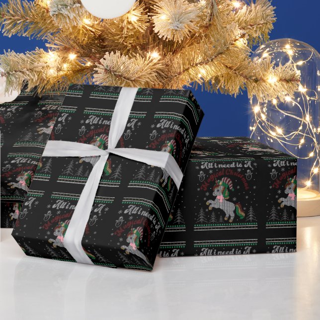 All I Need Is A Magical Christmas, Unicorn Wrapping Paper (Holidays)