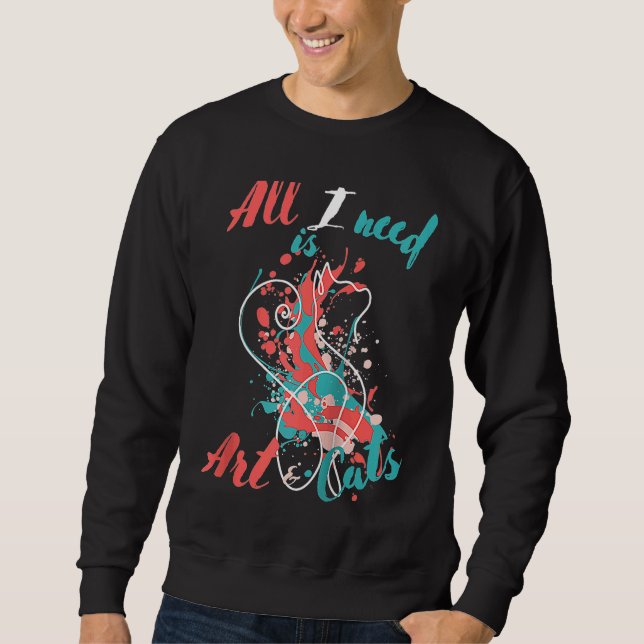 All I need is and Cats Cool Line Raglan Baseball Sweatshirt (Front)