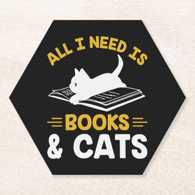 All I Need Is Books And Cats  Paper Coaster (Front)