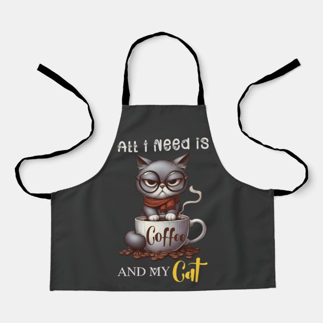 All I Need is Coffee and My Cat Apron (Front)