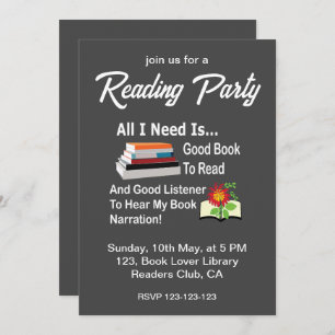 All I Need Is Good Book and Listener Reading Party Invitation