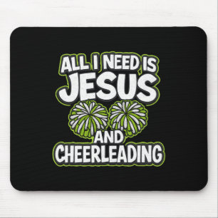 All I Need Is Jesus And Cheerleading Graffiti Neon Mouse Pad