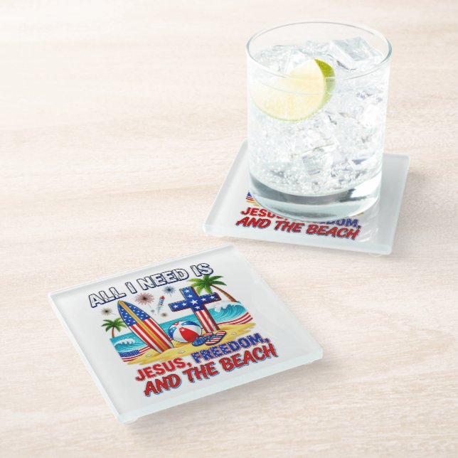 ALL I NEED IS JESUS GLASS COASTER (Angled)