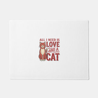 All I Need Is Love and a Cat Vintage Cat Lover Des Doormat