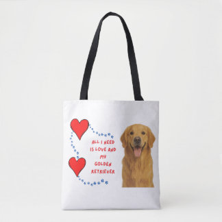 💕🐾All I Need Is Love & My Golden Retriever 🐾💕 Tote Bag