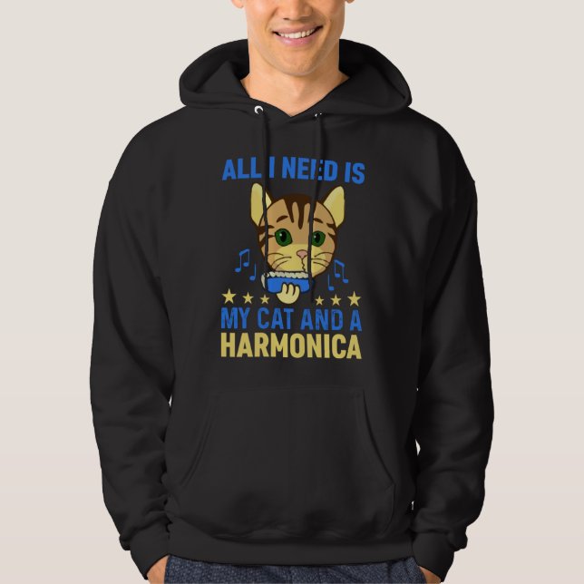 All I Need Is My Cat And A Harmonica Harmonicist & Hoodie (Front)