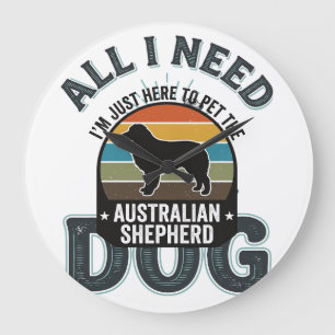 All I Need Is My Dog Vintage Engraving Dog Lover D Large Clock