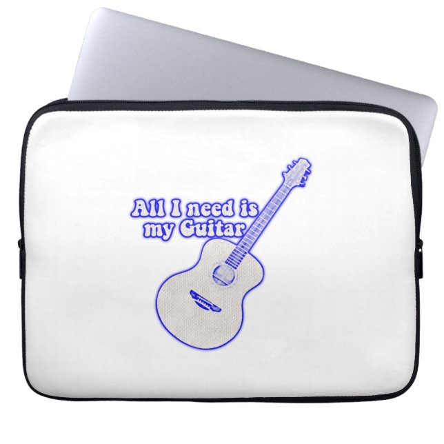 All i need is my guitar. motivational words laptop sleeve (Front)