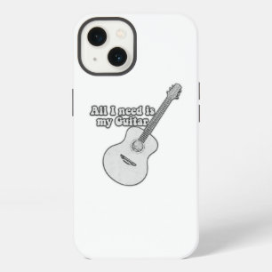 All i need is my guitar. vintage black and white iPhone 13 case