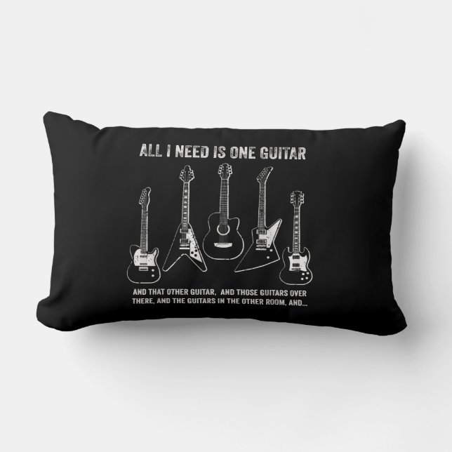 All I Need Is One Guitar Funny Guitar Collection Lumbar Cushion (Front)