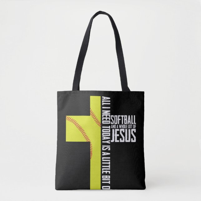 All I Need is Softball and Jesus Gift Tote Bag (Front)