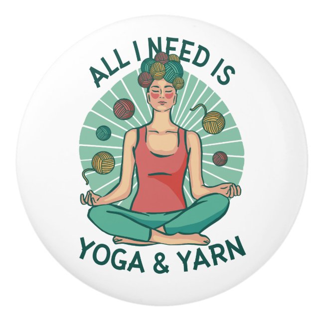 All I need is Yoga and Yarne Phrase Ceramic Knob (Front)