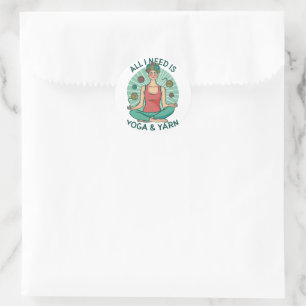 All I need is Yoga and Yarne Phrase Classic Round Sticker