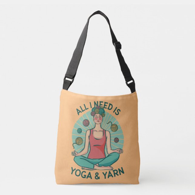 All I need is Yoga and Yarne Phrase Crossbody Bag (Front)