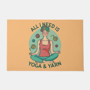 All I need is Yoga and Yarne Phrase Doormat