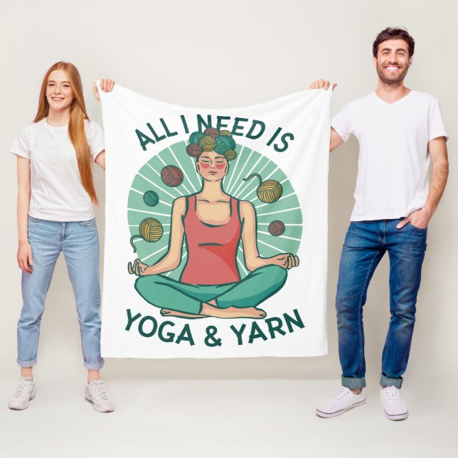 All I need is Yoga and Yarne Phrase Fleece Blanket (In Situ)