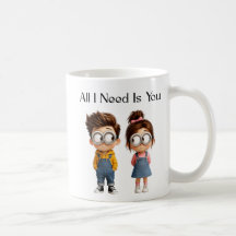 All I need Is You | Cute Cartoon Boy & Girl Lookin