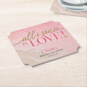 All I Sea Is Love Beach Bridal Shower Paper Coaster