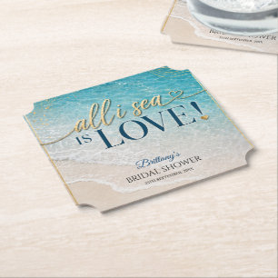 All I Sea Is Love Beach Bridal Shower Paper Coaster