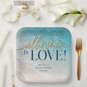 All I Sea Is Love Beach Bridal Shower  Paper Plate