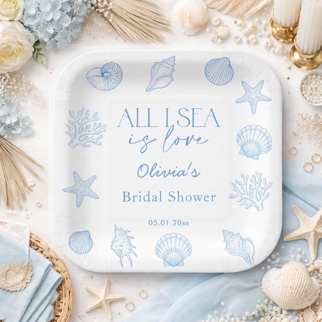 All I Sea Is Love Bridal Shower  Paper Plate (Creator Uploaded)