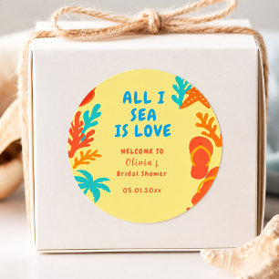 All I Sea Is Love Coastal Boho Bridal Custom Classic Round Sticker