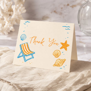All I Sea Is Love Coastal Bold Beach Orange Art Thank You Card