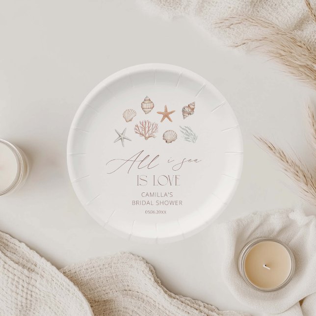 All I Sea Is Love Coastal Bridal Shower  Paper Plate (Creator Uploaded)