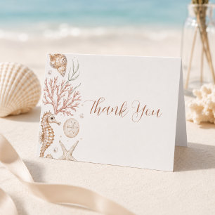All I Sea Is Love Coastal Neutral Shell Art Thank You Card