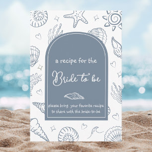 All I Sea is Love Dusty Blue Recipe Bridal Shower Enclosure Card