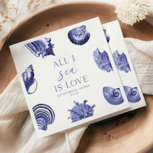 All I Sea Is Love Elegant Seashells Bridal Shower Napkin
