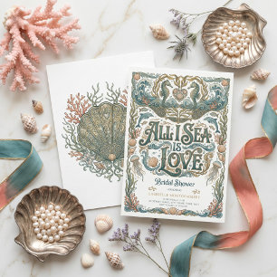 All I Sea Is Love Nautical Art Nouveau Bridal  Invitation