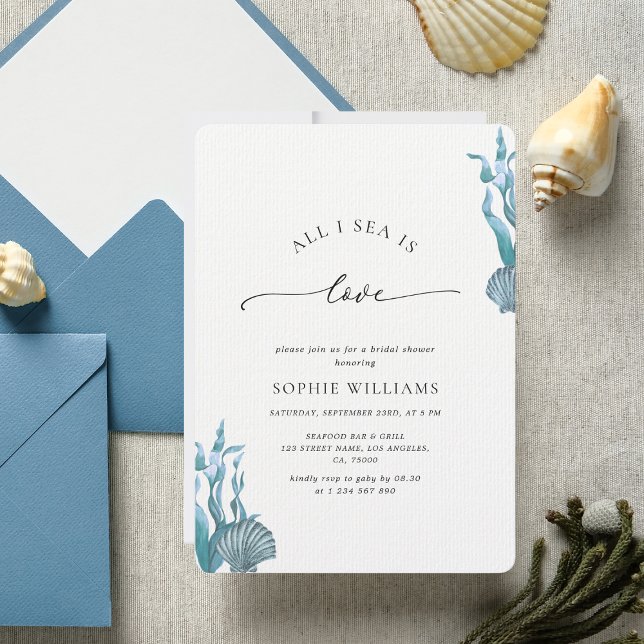 All I Sea Is Love Nautical Coastal Bridal Shower Invitation (Creator Uploaded)