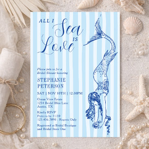 All I Sea Is Love Nautical Mermaid Bridal Shower Invitation