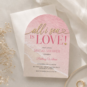 All I Sea Is Love Pink Ocean Bridal Shower Invitation