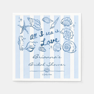 All I sea is love seashells bridal shower custom Napkin