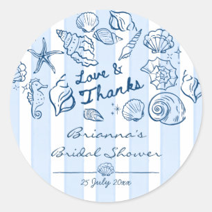 All I sea is love seashells bridal shower favor Classic Round Sticker