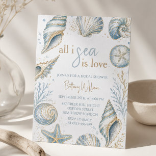 All I Sea Is Love Seashells Bridal Shower Invitation