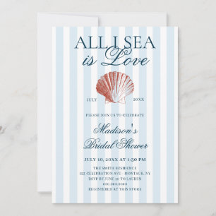 All I Sea is Love Striped Bridal Shower Invitation