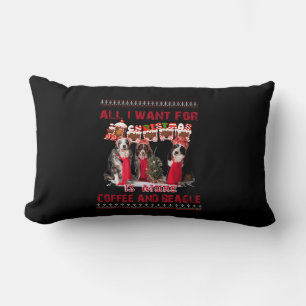 All I Want Beagle And Coffee In Christmas Event Lumbar Cushion